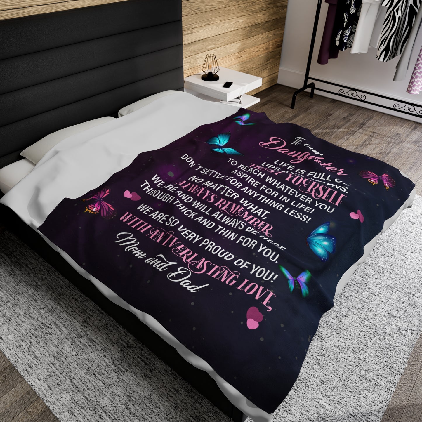 To our daughter everlasting love Velveteen Plush Blanket