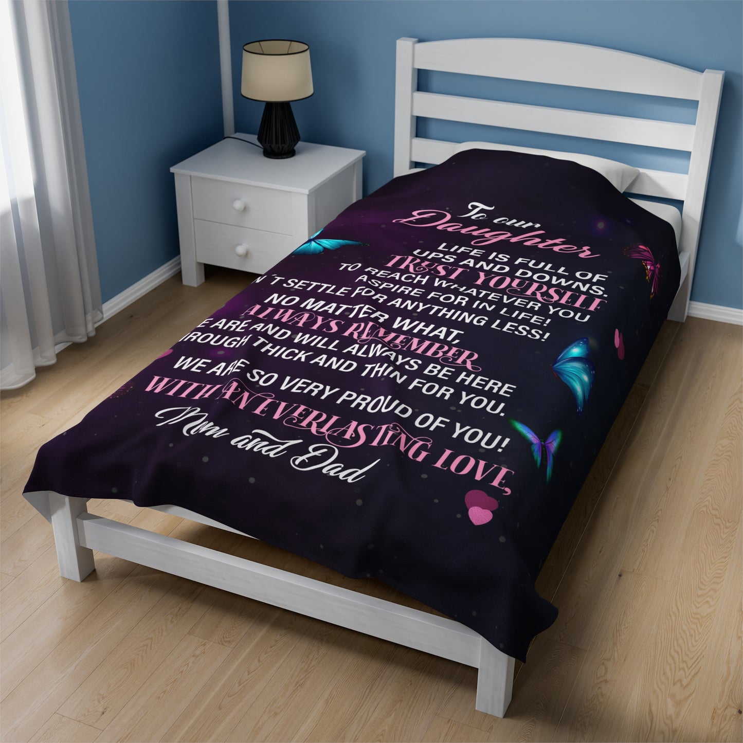 To our daughter everlasting love Velveteen Plush Blanket
