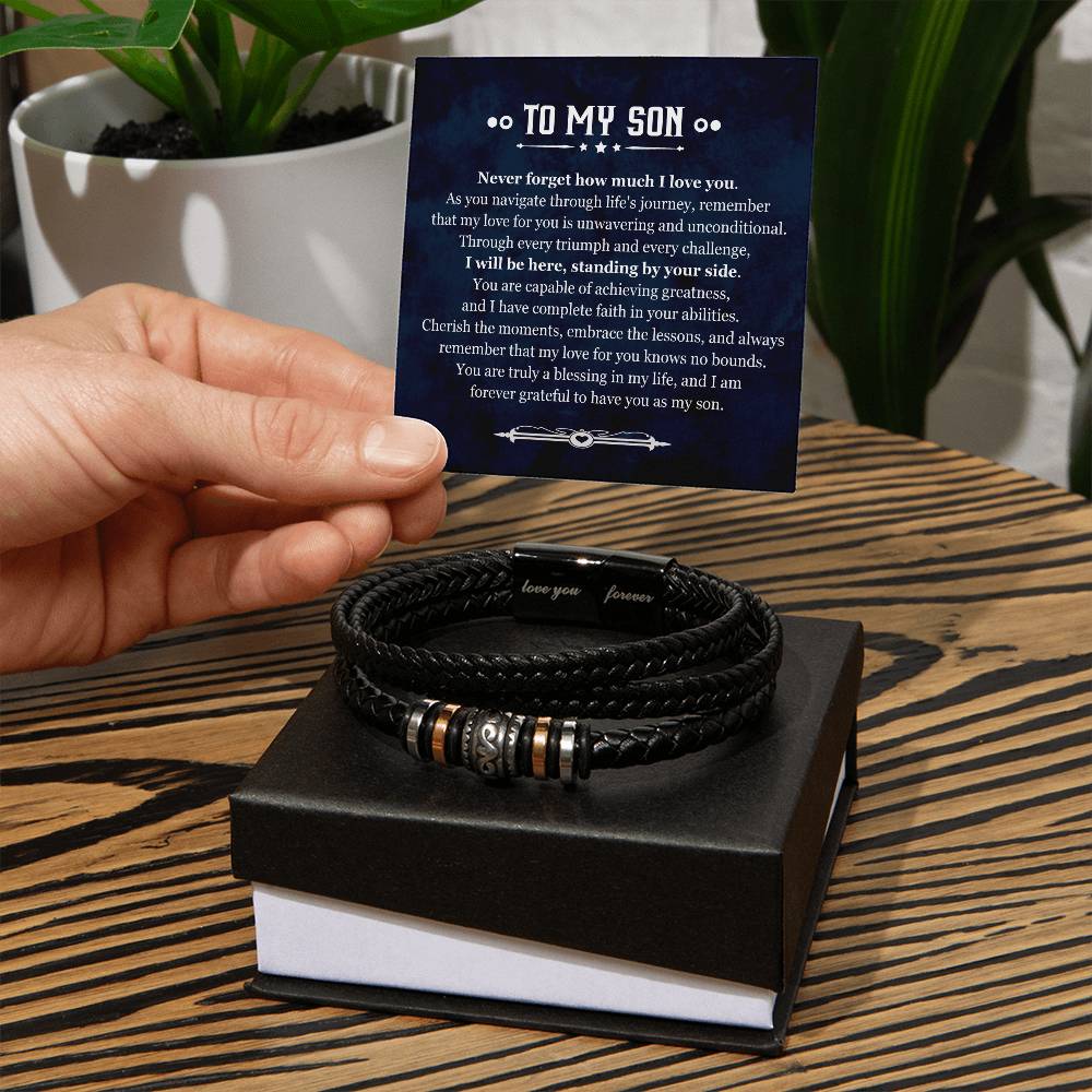 To my Son Never Forget how much I love you Leather Bracelet
