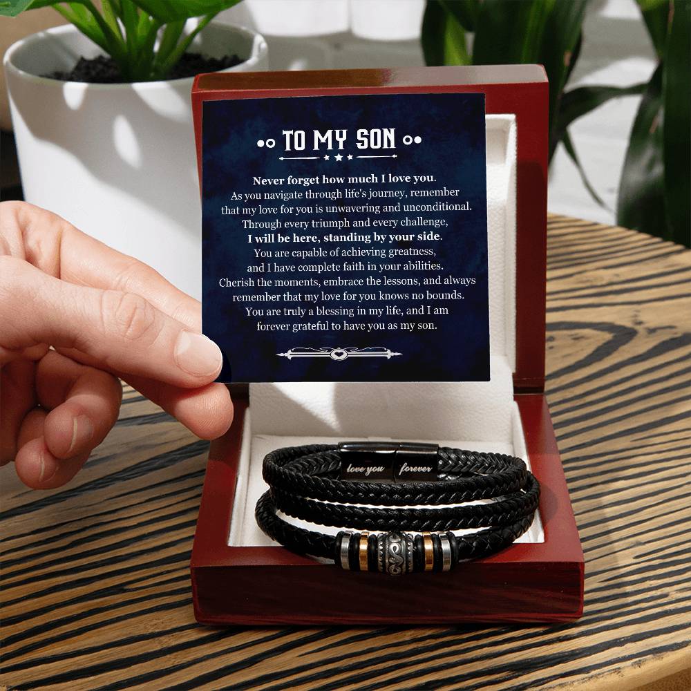To my Son Never Forget how much I love you Leather Bracelet