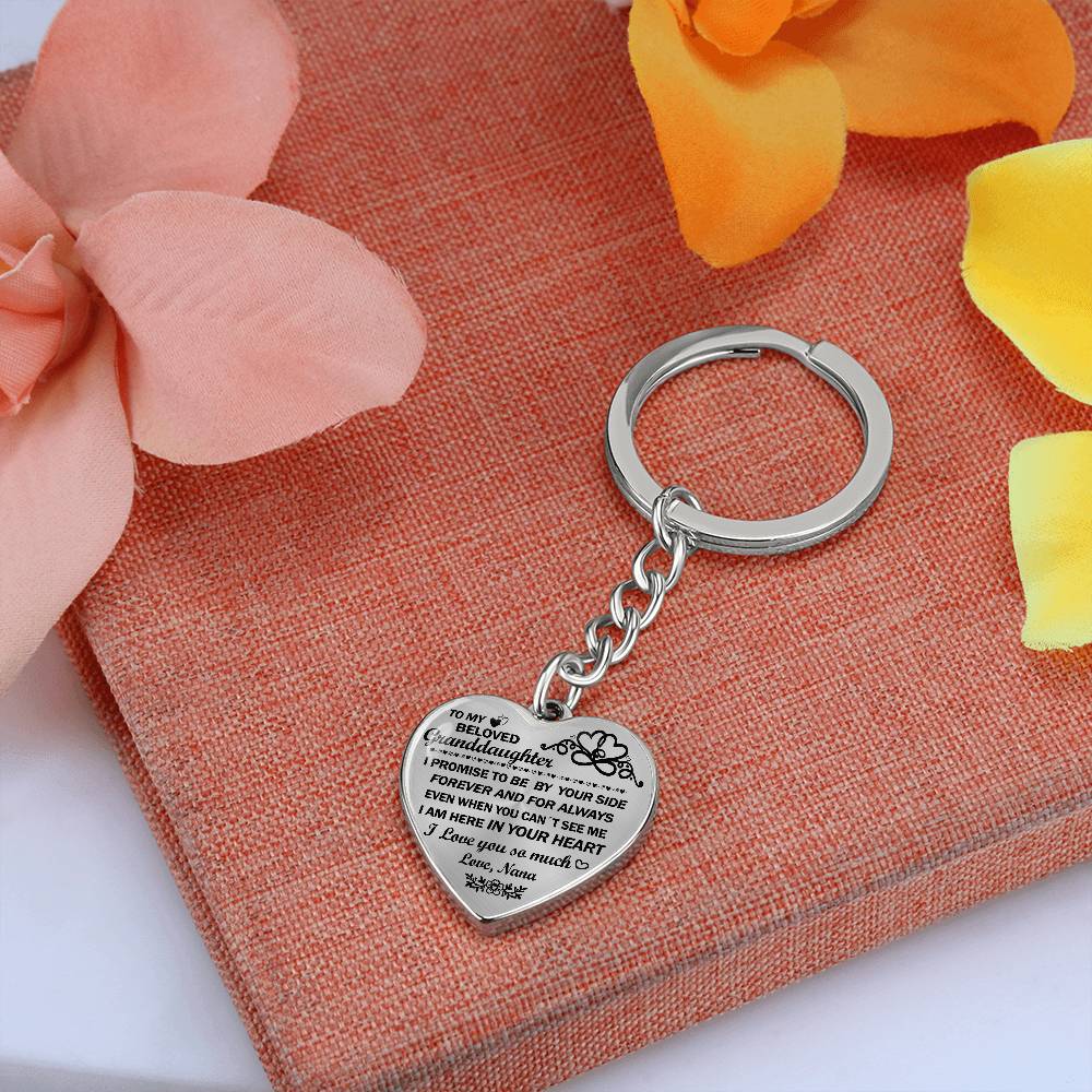 To my beloved granddaughter heart keychain from Nana