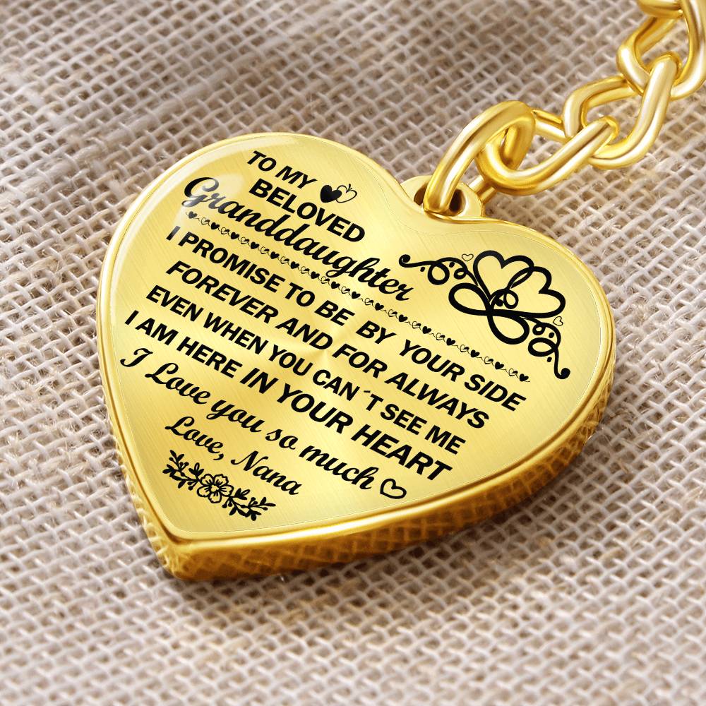 To my beloved granddaughter heart keychain from Nana