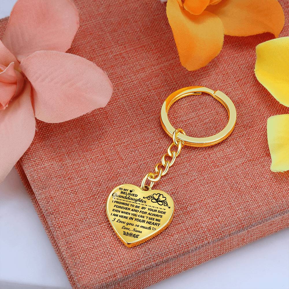 To my beloved granddaughter heart keychain from Nana