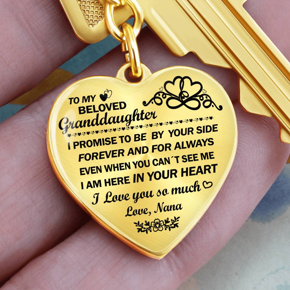 To my beloved granddaughter heart keychain from Nana