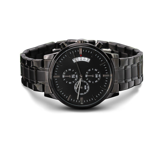 Personalized  Man Black Watch with your text back engraved