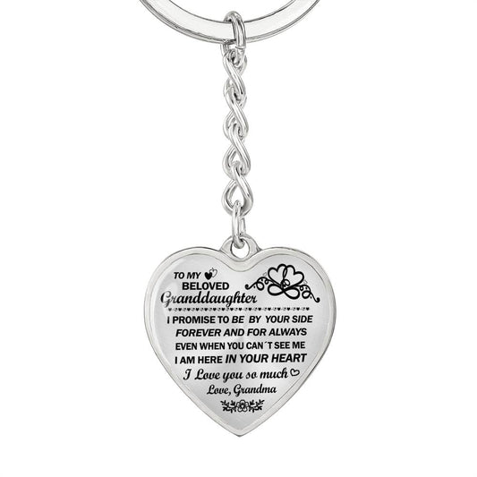 To my Granddaughter from Grandma Heart Keychain