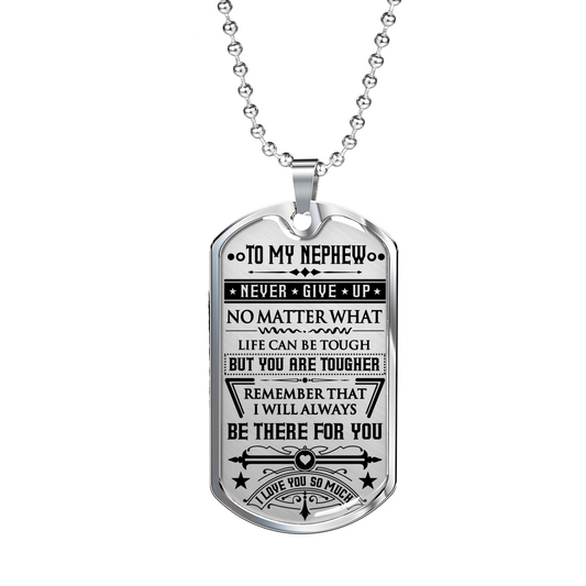 To my Nephew I love You dog tag necklace