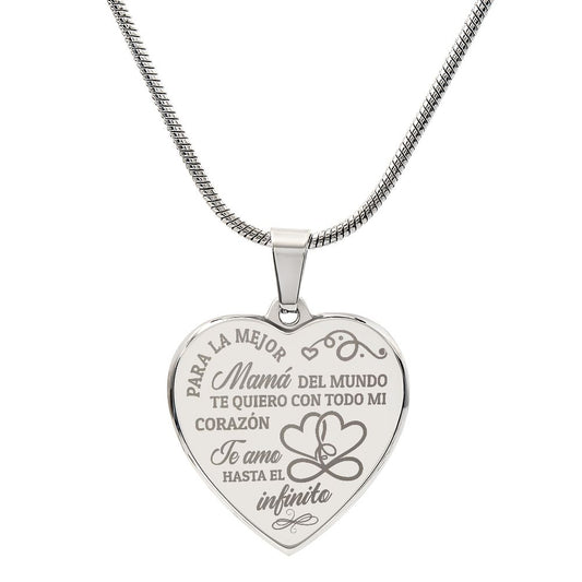 Para la Mejor Mama del Mundo Engraved heart necklace