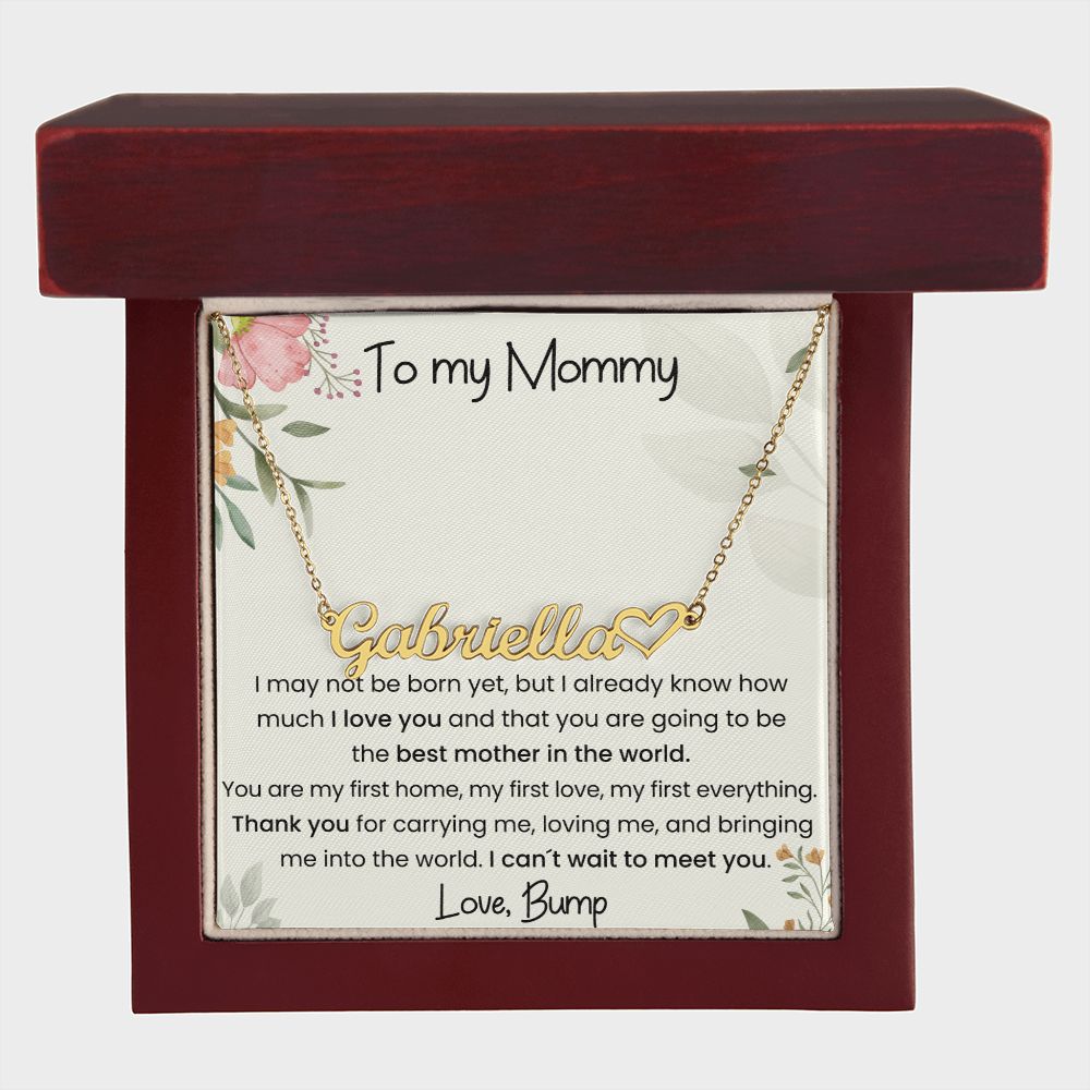 To my Mommy message from baby Bump Name Heart Minimalist Necklace